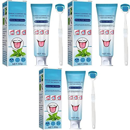 Gel de nettoyage de la langue, kit de brosse de nettoyage de la langue, racloir, brosse à récurer, déodorant bucco-dentaire, parfum de menthe pour enlever la mauvaise haleine et rafraîchir l'haleine,