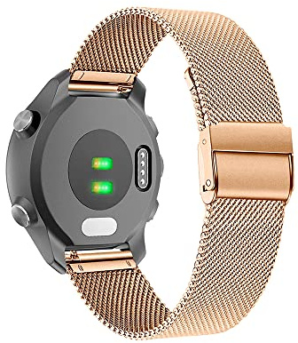 KeeFos 18mm Armband Kompatibel mit Garmin Venu 4 41mm/Venu 3S 41mm/2S/Forerunner 265S/255S/255S Music/Vivoactive 4S 40mm/Vivomove 3S 39mm/Active S, Metall Uhrenarmband, Ersatzarmband - Roségold