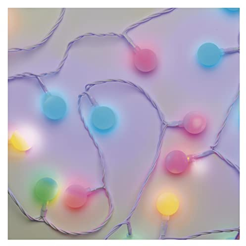 EMOS LED-Lichterkette Cherry bunt für Innen und Außen, 4m lange Weihnachtslichterkette mit 40 LEDs in Kugelform 2,5cm, 6h Timer, Netzteil und Transformator, für Partys, Weihnachten, Deko