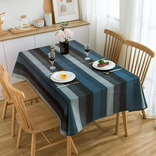 Tovaglia blu rettangolare, effetto lino, antimacchia, impermeabile, 140 x 180 cm, blu navy, lavabile, elegante, tavolo in tessuto, per esterni, decorazione cucina, da pranzo, giardino, tovaglia da
