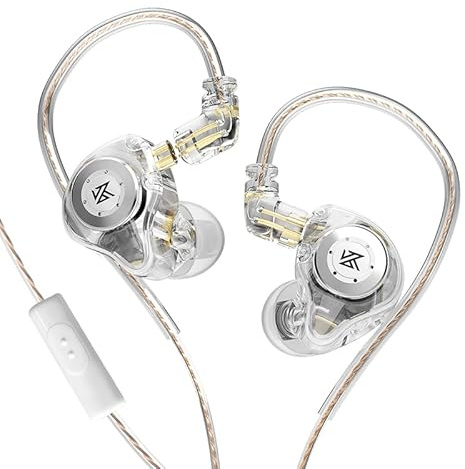 EZ EAR KZ EDX PRO nel monitor auricolare, cuffia auricolare Hifi a bassa frequenza a bassa da 10 mm con cavo di progettazione staccabile da 0,75 mm (bianco traslucido, con microfono)