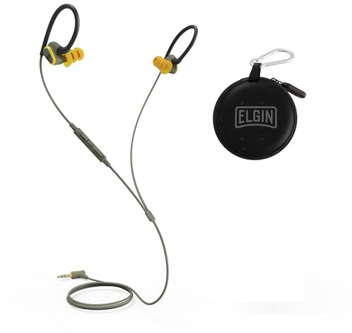Elgin Rumble Wired Earplug Headphones with mic, in-Ear Earbuds, 3.5mm Jack, 27 dB NRR, IP67 Waterproof, OSHA CompliantEarbuds, Noise Isolating, Hearing Protection, Work Safety