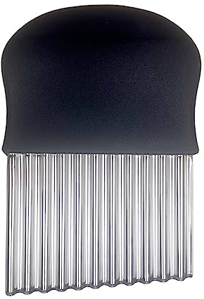 Tredoni 9cm Inclined Wavy Cutter Slicer - Stainless Steel Fruit/Vegetable/Dough Corrugated Cutter, Black