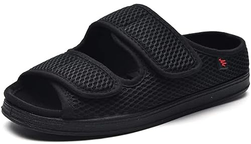 Diabetiker-Hausschuhe für Damen und Herren, extra breite Passform, geschwollene Füße, Sandalen, Operationsschuhe, Memory-Schaum, verstellbare offene Zehen, Sandalen, Arthritis, Ödeme, Komfort, ältere