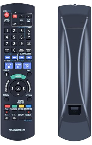 N2QAYB000130 Replacement Remote Control for Panasonic DVD Recorders Compatible with DMR-EX77 DMR-EX87 DMR-EX98 DMR-EX98V DMR-EZ47 DMR-EZ47V DMR-EZ47-VEBK DMR-EZ47-VEBS DMR-EZ48 DMR-EZ48V DMR-EZ48-VEB