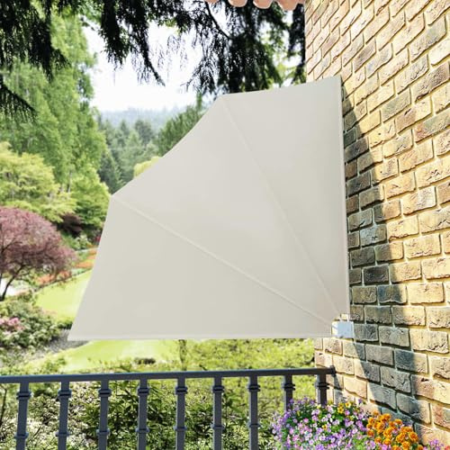 Gecheer Toldo Exterior Toldo Lateral Plegable de balcón Color Crema 140x140 cm,Protección Rayos UV para Exteriores,Pergola,Jardín,Terrazas,Type 1