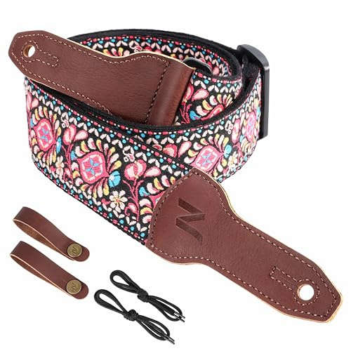 Nefelibata Banjo-Gurt, 5,1 cm breit, Vollnarbenrindsleder, Gitarrengurt