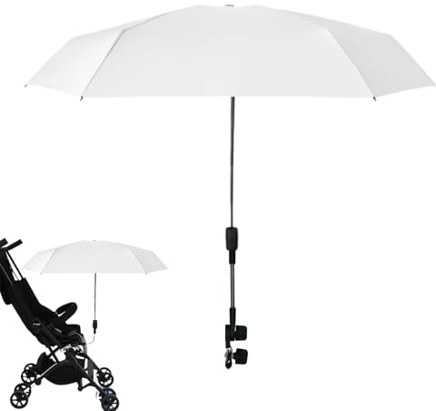 Genérico Parasol para Cochecito de Bebé | Sombrilla carro bebe con Pinza Ajustable Y asa para paraguas | 360° flexible, comodidad para exterior, playa, jardín
