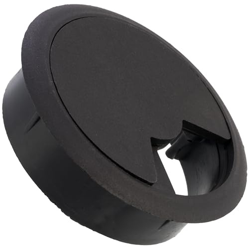AERZETIX - C42687 - Set di 3 Passacavi filo rotondo per scrivania mobile - apertura 60mm - in plastica - colore nero - computer piano di lavoro organizer