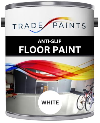 Trade Paints Anti-Slip Floor Paint - Ideal For Concrete, Stone, Brick, Wood & Metal - Provides A Safer Slip-Resistant Coating For Both Residential & Commercial Use (White) - 5 Litre