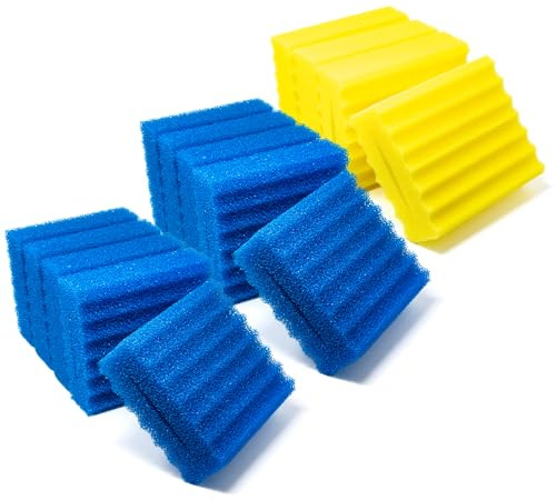 VIALIA 14x Filterschwämme Ersatzteil Set für CBF-350C, 10x blau & 4x gelb | Passend für SunSun & Osaga Kammerfilter, Hohe Filterleistung für klares Teichwasser, Langlebig & einfache Reinigung