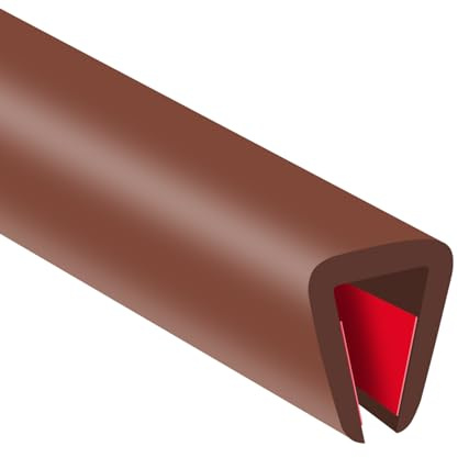 Gummi-Kantenverkleidung, flexible Kantenverkleidung für scharfe Kanten, 6 mm U-Kanal-Kantenschutz, selbstklebender Kantenschutz für Sperrholz, Glas, Flexiglas und Blechteile, 6 m, Braun
