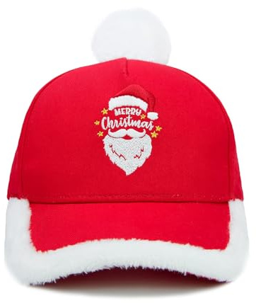 Basecap Weihnachten für Damen Herren, Lustige Plüsch Baumwolle Santa Hat, Verstellbare Weihnachtsmütze für Erwachsene, für Weihnachtsfeier & Weihnachtsmarkt & Geschenkidee