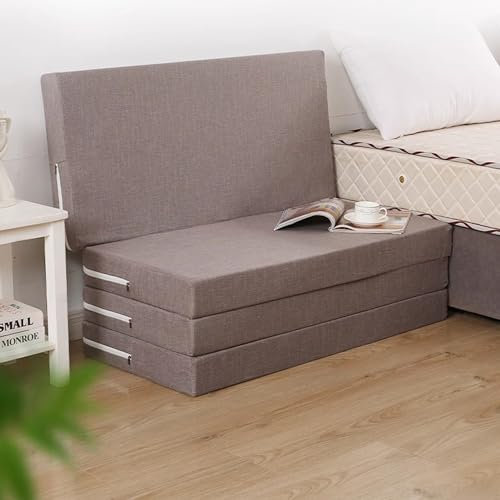 Faltbare Gästematratze Schlafsofa Campingmatte mit abnehmbarem Bezug Druckentlastung & stützende tragbare Isomatte für Reisewohnwagen platzsparendes Bett in einer Box