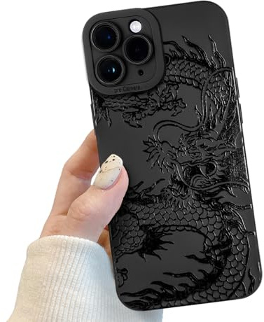 POTOK Handyhülle für iPhone 11 Pro Schwarz matt mit Kameraschutz, Handyhülle mit Schwarzer Drachen Niedliches Design für Frauen Mädchen, Kratzfeste Drache Hülle für iPhone 11 Pro