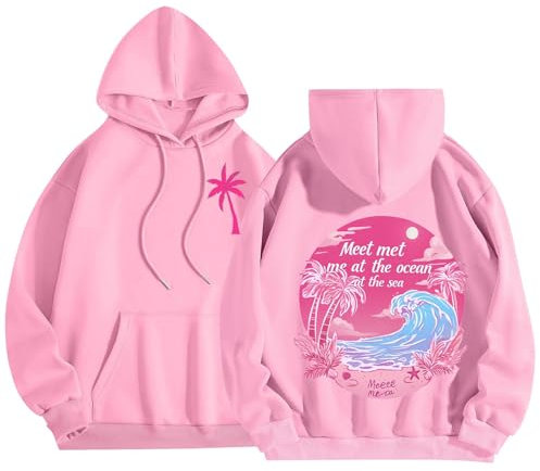 Hoodies for Girls Cute Puff Hoodie Letter Print Casual Graphic Hoodies Preppy Graphic Hoodies for Teen Girls pink puff hoodie 2024 Fall Fashion Long Sleeve Sweatshirts with Pockets