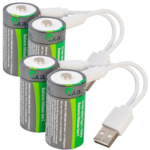 tka Köbele Akkutechnik Accus: 4er Set wiederaufladbare Li Ionen Akkus Typ C, 3330mWh (LR14 Akkus, Batterie c wiederaufladbar, Spielzeug)