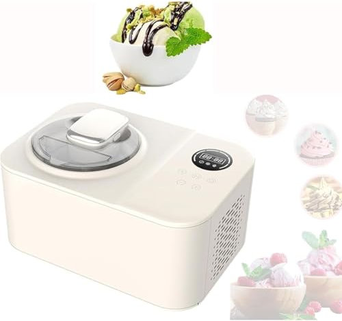 Full Automatic Yogurt Ice Cream Maker, 1.2L Stainless Steel Homemade Soft Serve Ice Cream Machine with Compressor, LCD Digital Display & Timer
