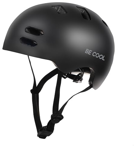 Be Cool Unisex Jugend Schutzhelm Fahrradhelm für Kinder, Schwarz, S