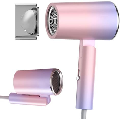 SGZIOO Asciugacapelli Da Viaggio 2400w, Asciugacapelli Professionale, Phon Per Capelli Ioni Da Viaggio, Manico Pieghevole, Asciugacapelli Ad Asciugatura Rapida, Con Tasto Caldo/Freddo, 3 Temperature