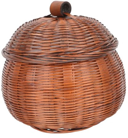 GLEAVI Cestino per uova in stile retrò con coperchio, per snack e uova, organizzazione da cucina multifunzionale, capacità e design decorativo per la casa