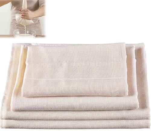 Azlanway Etamine Alimentaire, 4 pcs 50x50 cm Réutilisable Mulltuch, Étamines à Fromage, Feines Filtertuch zum Sieben von Saft, Käse, Tee, Nussmilch, Suppe, Joghurt & Beurre​