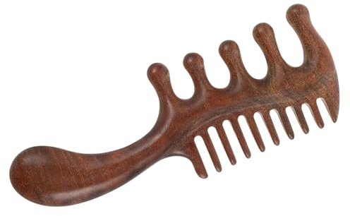 Holz Kopfmassagekamm mit Fünf Runden Zinken für Kopfhaut und Körper | Braune Ausführung, Holzverarbeitung, Doppelverwendung für Frauen und Männer