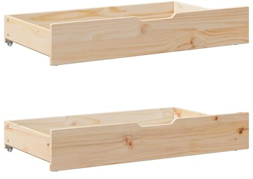 GCHDHAPB Under-Sänglådor med hjul 2 st 95 x 55 x 17 cm massiv trätall