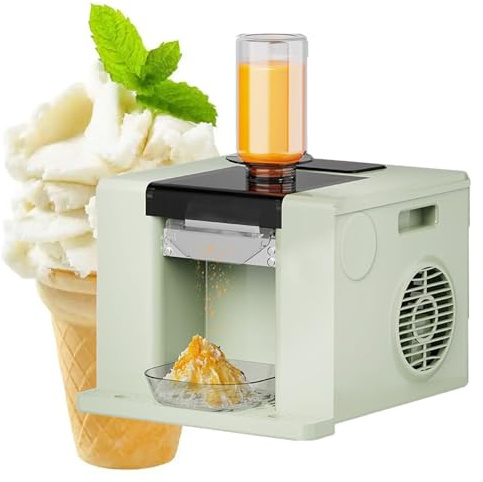 ZEEKYFOR Machine à Cônes de Neige électrique, Mini Machine à Glace, Sorbetière Commerciale, Machine à Glace Pilée, Machine à Glace Pilée pour Le Lait, Le Jus et Le Chocolat Green