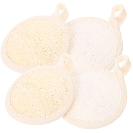 IWOWHERO 4 Stck Teiliges Gesichtspeeling Pads aus Natürlichem Loofah Sanfter Gesichtsschrubber und Peeling schwamm für Frauen Weich Kompakt Tiefenreinigend und Hautfreundlich