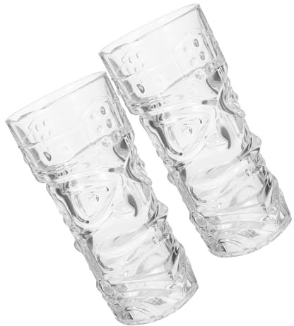 iplusmile Data [ Set Da 2 Bicchieri Da Cocktail e Tazze Di Vetro Trasparente 420ml, Design Creativo a Tema Faccia Spettrale, Adatti Per Bevande Fredde, Succhi e Cocktail, Per Casa, Bar e Ristoranti