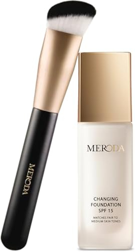 Meroda® Changing Foundation SPF 15 [LIGHT TO MEDIUM SKIN] - Essential Brush Set