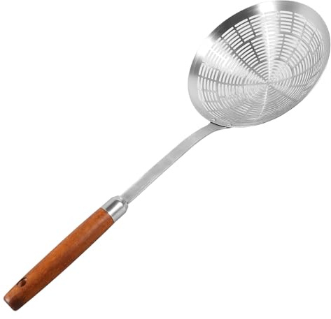 KICHOUSE Colino Scolapasta in Acciaio Inox 304 Grande Cucchiaio Colino Portatile Impugnatura Ergonomica Utensile Cucina Multifunzionale per Pasta Verdure e Frittura