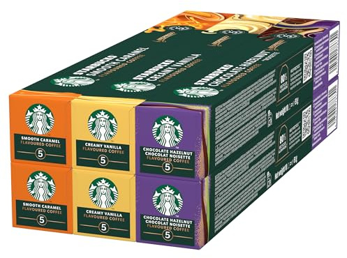 STARBUCKS Café Aromatisé Pack Variété by Nespresso, Capsules de Café 6 x 10 (60 Capsules)