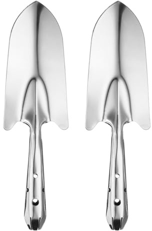 QUARKZMAN 2Pcs Pelle De Jardin À Main 10.6 x 3.1 Acier Inoxydable Truelle De Jardinage Outils De Transplantation pour Fleurs Sol Plantation Désherbage Transplantation