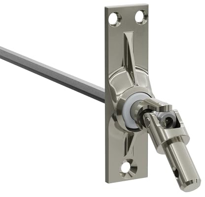 DIWARO.® | Rolladen Gelenklager G012, 45 Grad Umlenkung, Grundplatte 22 x 85 mm mit 3 Befestigungslöcher, Kurbelzapfen Anschluss 9,9 mm, Antrieb zum Rolladengetriebe 6 mm Sechskant