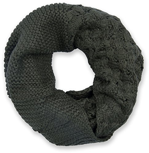 styleBREAKER Unisex stickad slinga halsduk med mönstermix, enfärgad finstickad tubhalsduk, vinter stickad halsduk 01018153, Olivgrön, One size