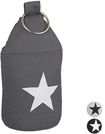 Relaxdays Türstopper Stern, Türpuffer Stoff, Türsack Boden, extra hoch, mit Griff, dekorativ, HxD 23 x 11 cm, dunkelgrau