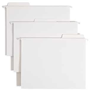 Smead FasTab Hanging File Folder, 1/3-Cut Built-in Tab, Letter Size, White, 20 per Box (64002)