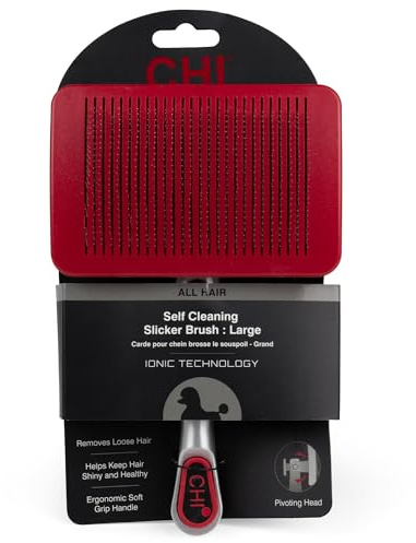 CHI Pivoting Slicker Brush - Self Cleaning and High End for Grooming Large Dogs