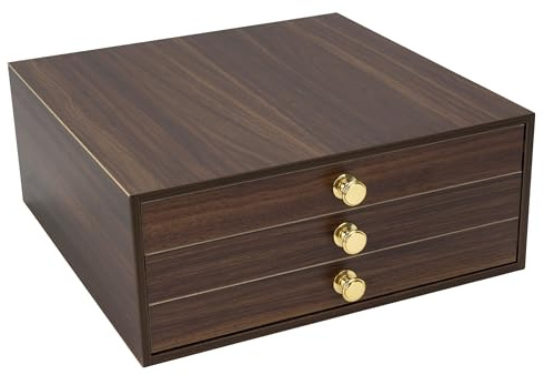 MADEIRA Garnschatulle Oberfläche Wurzelholz-Optik (leer/ 37 x 36 x 15 cm), mit drei herausnehmbaren Schubladen, bietet viel Stauraum und ist ein echter Hingucker