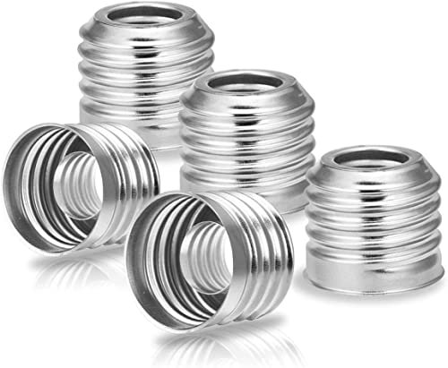 UU19EE E14 bis E27 LED Lampen Steckdose Adapter, Lampenhalter Konverter, Vernickeltes Eisen, Edison Schrauben Adapter Konverter, für LED Lampe, Glühlampe, 230V, Nicht Dimmbar, 6er Pack