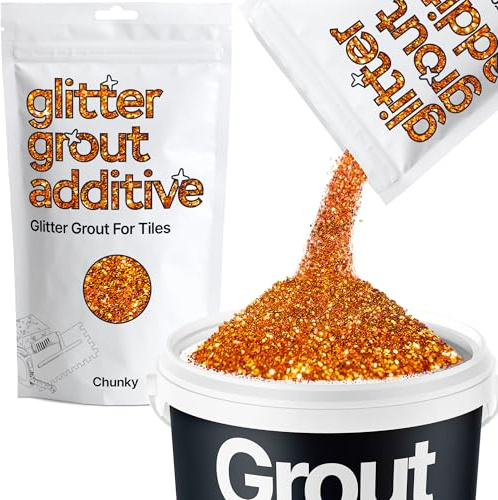 Hemway Copper Glitter Grout Additive Chunky 100g | for Adding Sparkle to Kitchen & Bathroom Tiles, Enhance Your Indoor Grouting Projects with a Durable Sparkly Effect