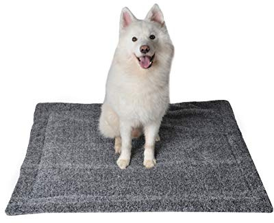 RAIKOU Hundedecke Katzendecke Haustier-Decke mit Plüsch Kissen Fleece-Decke/Tier Schlafdeck Hundebett Haustierbett, waschbar und rutschfest（Grau Melange,60x40cm