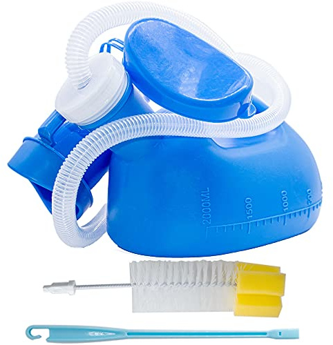 Urinals for Men and Women, 2000ml Portable Urinal Spill Proof Thick Firm Female Male Pee Bottle Urine Collection Container for Elderly Incontinence Home Hospital Emergency Camping Car Travel (Blue)