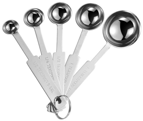 5PCS OstWony Measuring Spoons Set, Includes 1/8 tsp, 1/4 tsp, 1/2 tsp, 1 tsp, 1 tbsp, Food Grade Stainless Steel measuring cups, Tablespoon and Teaspoon for Measure