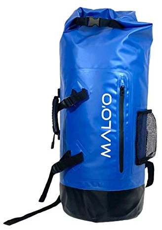 Malo'o 45 l wasserdichter robuster Rucksack für Kajakfahren, Camping, Angeln, Wandern, Tagesrucksack – Strandzubehör, Bootszubehör und Reiseausrüstung – Angelrutenetui, dunkelblau, Standard