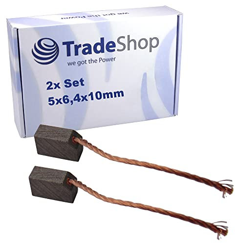 Trade-Shop - Escobillas de carbón para motor, 5 x 6,4 x 10 mm, 12-24 V, para diferentes motores de coche, puertas de garaje, accionadores, alternador