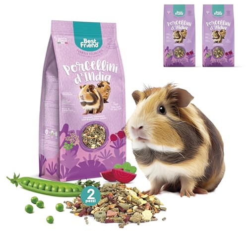 Best Friend Komplett foder för marsvin med ärter, rödbetor, persiljafrön och selleri, 2-pack Gnagarfoder med naturliga ingredienser, Made in Italy