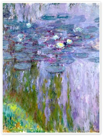Posterlounge Seerosen III Poster | 30 x 40 cm von Claude Monet Lila Wandbilder Wanddeko
